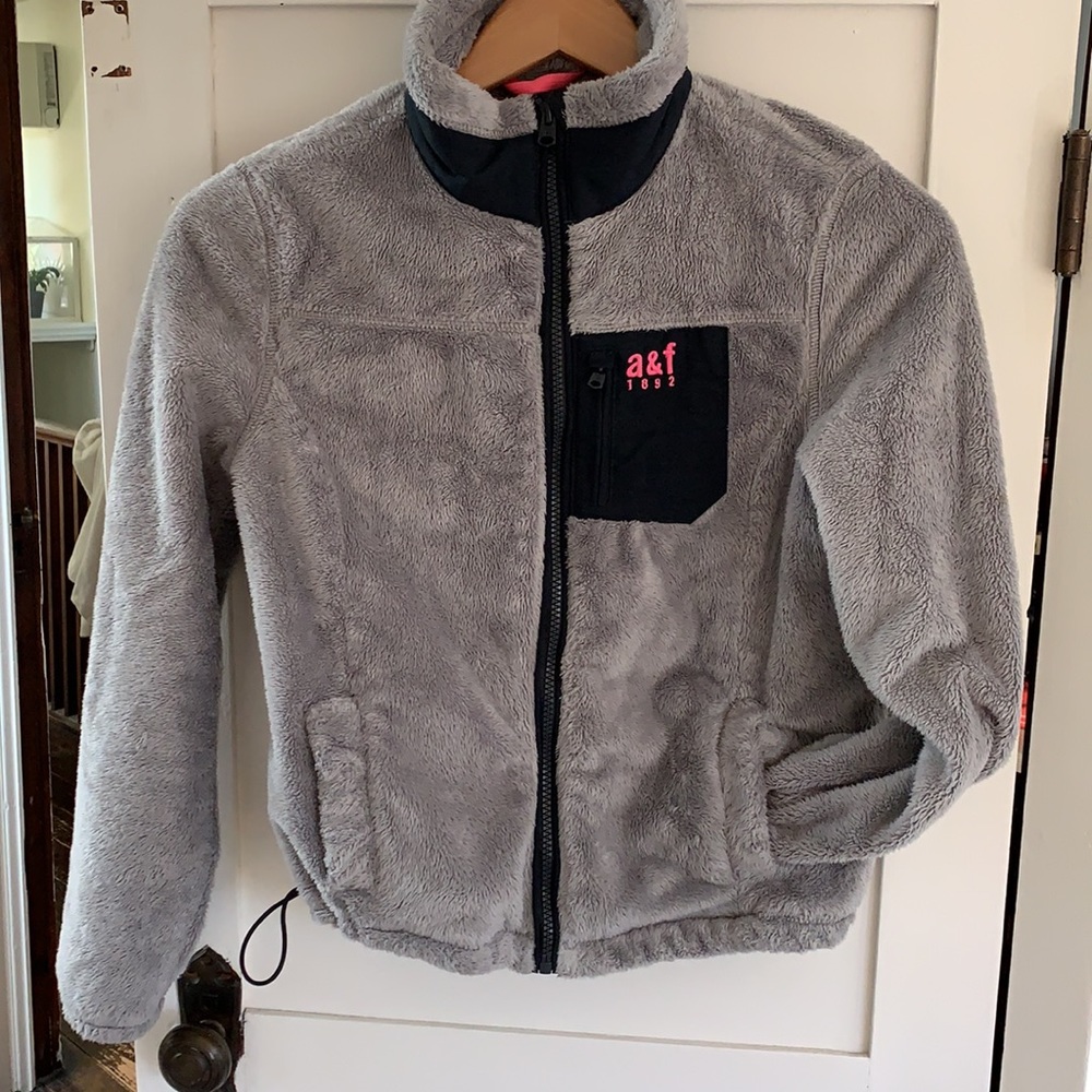 Abercrombie fuzzy zippered fleece jacket.